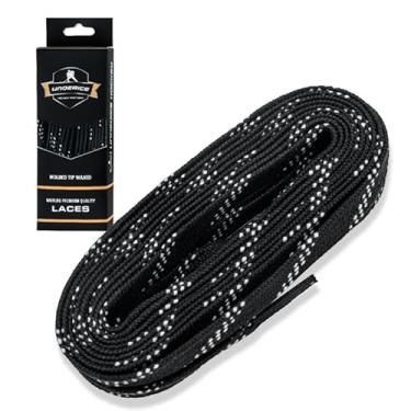 Imagem de Cadarços de skate de hóquei 213,4 cm 243,8 cm 274,3 cm 304,8 cm Preto Branco Senior Junior Youth - Cadarços encerados e de pano - Renda de hóquei durável com ajuste firme para melhor desempenho no