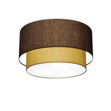Imagem de Plafon Duplo Cilíndrico Vivare Md-3045 Cúpula Em Tecido 40x35cm - Bivolt Café-palha 127/220v