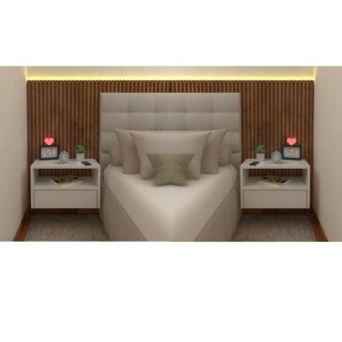 Imagem de Kit 2 Mesas De Cabeceira Mdf 40Cm Com Gaveta Telescópica