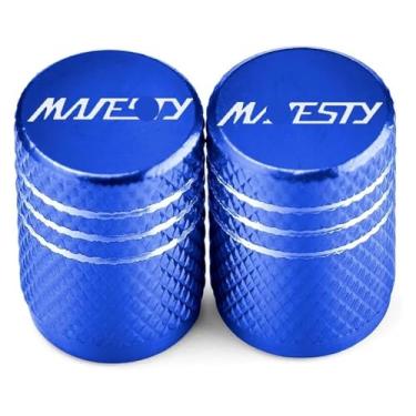 Imagem de Tampas de válvula de pneu de roda Capas de haste de aro de pneu para motocicleta à prova de pó compatível com Y&AMAHA Majesty250 Majesty400 Majesty125 Majesty 250 400 125 (2 peças azuis)