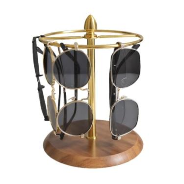 Imagem de Organizador de óculos de sol, suporte de exibição de óculos para 12 pares, armazenamento de base para joias (madeira + ouro)