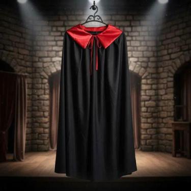 Imagem de Capa Halloween Vampiro Infantil Gola Vermelha - NoBrand