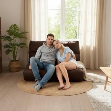 Imagem de Futon Casal 2 Lugares Espuma hiper Soft Sofá Cama Reclinável Tecido Su