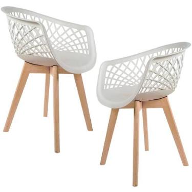 Imagem de Kit 02 Cadeiras Decorativas Para Sala de Jantar Madri Com Base de Made