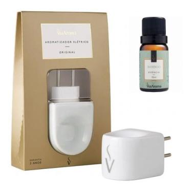 Imagem de Difusor Louça Tomada + Ganhe 1 Essência Aromática Cor Branco E Bamboo 