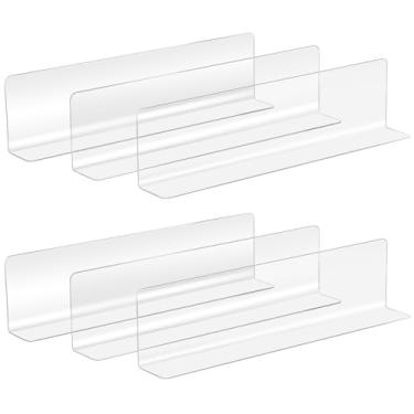 Imagem de Cabilock Divisórias de prateleira em forma de 20 peças para supermercados separadores de prateleira transparentes para organizar armários e cozinhas resistentes e fáceis de usar