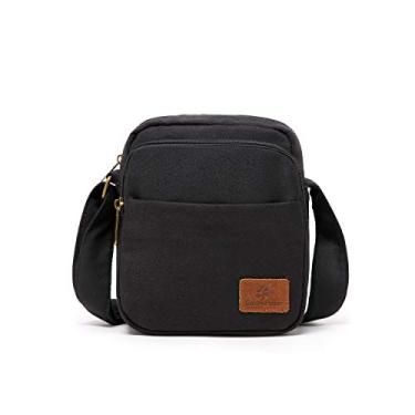 Imagem de Pequena bolsa tiracolo hippie transversal com zíper e alça de algodão, tecido jacquard Hobo bolsas feitas à mão, Preto, L6.5" H7.5 W5"