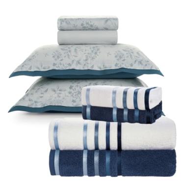 Imagem de Kit Cama Queen Algodão Egípcio 300 Fios Karsten (Jogo de Lençol + Toalhas Banhão Premium) - Ellie