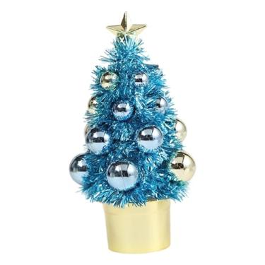 Imagem de Generic Ornamento de estátua de árvore de Natal, suprimentos decorativos para presente com estatueta de bola, arte para centro de mesa interno de inauguração, Azul