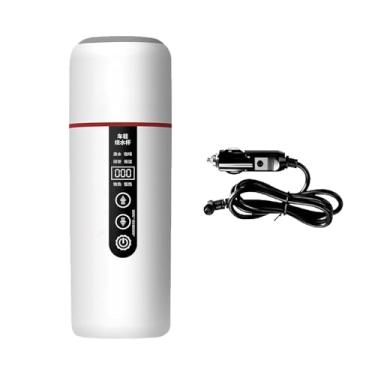 Imagem de WeiLaiKeQi Chaleira elétrica para carro, aquecedor de água elétrico com copo de água, chaleira elétrica para viagem para trabalho, viagem, família, carros, Branco