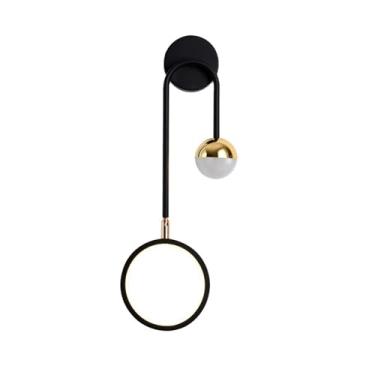 Imagem de Luminária de parede LED moderna - Luminária redonda de luxo giratória para corredor, cabeceira, sala de estar, sala de jantar, luz interna, luminária pendente de teto LED, tipo esquerdo