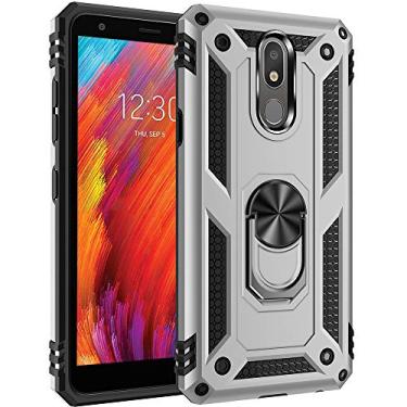 Imagem de Capa para LG Aristo 4 Plus com impacto de queda de nível militar, LG Aristo 4+/Aristo4/K30 2019/Prime 2/Escape Plus Capa com anel giratório de metal suporte suporte magnético para suporte de carro armadura resistente, Sliver
