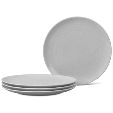 Imagem de Conjunto de Pratos para Salada e Sobremesa com 4 Peças, Formato Redondo, Material de Porcelana e Designer Moderno, Noritake 4390-405D, Cinza