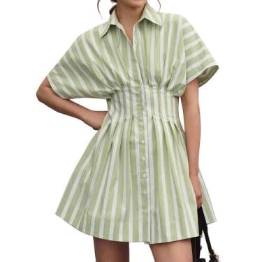 Imagem de Camisa Dress Synound feminina com botões na frente para baixo, plissad