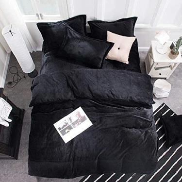 Imagem de Jogo de lençol de flanela de veludo, flanela grossa, dois lados, cor sólida, jogo de cama com capa quente de inverno - Ydl23_Twin Size 3 peças (Ydl10 Twin size 3 peças)
