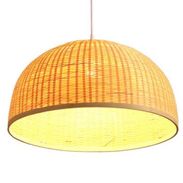 Imagem de WYUYIWH Lustre de bambu para pendurar retrô E27 feito à mão, 1 luzes Boho abajures decoração de vime, luminária pendente, ajustável para sala de jantar, cozinha, sala de estar, quarto