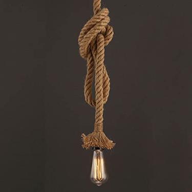 Imagem de YQSLQZZ Luminária pendente de corda de cânhamo vintage de altura faça você mesmo, luzes de teto penduradas em ilha de cozinha de fazenda, corredor sala de jantar acima da pia lustre de iluminação