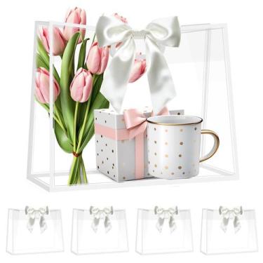 Imagem de Sacos de presente YumiTrek em PVC transparente transparente com alças,