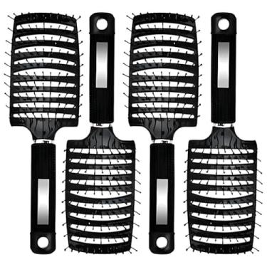 Imagem de Kit 4 Escovas Raquete Vazada Curva Profissional Hairdo(Preto)