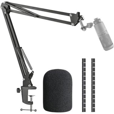 Imagem de Suporte de braço para microfone AT2020 com filtro pop, compatível com Audio-Technica AT2020, Audio-Technica AT2020V microfone USB com capa de cabo da SUNMON