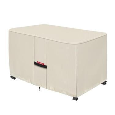 Imagem de Porch Shield Capa para lareira de pátio – à prova d'água 600D para área externa retangular com protetor de mesa – 112 x 66 cm, bege