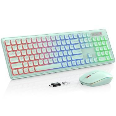 Imagem de Trueque Combo de Teclado e Mouse Sem Fio – Retroiluminado RGB, Tamanho Completo, Ergonômico, 2.4 GHz para Mac
