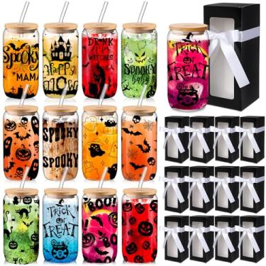 Imagem de Layhit 12 conjuntos de presentes de agradecimento de funcionários presentes de agradecimento para funcionários colegas de trabalho copos de vidro 473 ml copo de cerveja em forma de lata com tampas