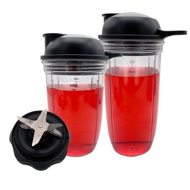 Imagem de Combo de liquidificador de substituição, lâmina extratora de fácil torção com copo de 18/680.4 g com tampa para uso, compatível com o combo de liquidificador NutriBullet NBF10500/