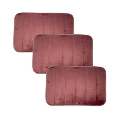 Imagem de Tapetes Lavabo 3 Unidades Tecido Poliéster Base emborrachada Canto Box 40x60CM Absorvente Malva