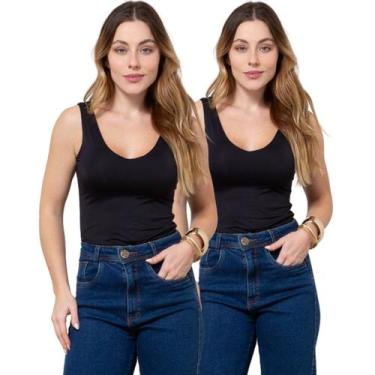 Imagem de Kit 2 Regatas Feminina Decote V em Poliamida - Maranne, Kit26, GG