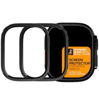 Imagem de Protetor de tela Ultra 2 (pacote com 2) compatível com Apple Watch Ultra 2/Ultra protetor de tela com vidro temperado e moldura de moldura, protege a tela e as bordas