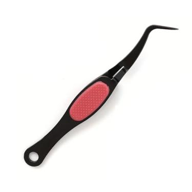 Imagem de Pinças de aço inoxidável pretas reversas – Clipe de ponta fina curvado de precisão para ferramentas de joias com contas DIY