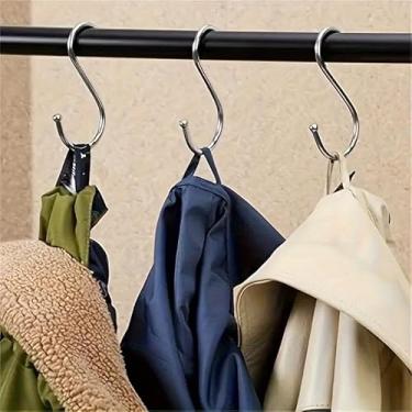 Imagem de 10 ganchos em S de aço inoxidável à prova de ferrugem - gancho de metal em forma de S, gancho de roupas, gancho de jardinagem produto de armazenamento gancho em forma de S