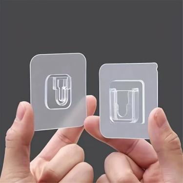 Imagem de Pacote com 10 ganchos de parede adesivos transparentes, fáceis de instalar, ganchos de ventosa para armazenamento de cozinha e banheiro
