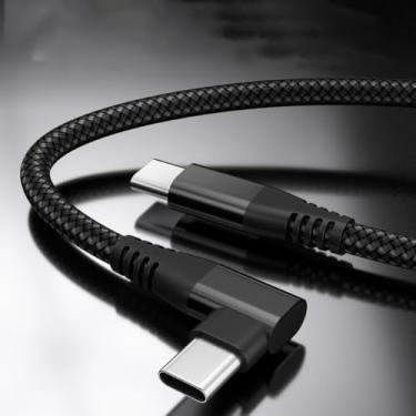 Imagem de Cabo USB C para USB C 60W 1 pacote 2 m Nylon trançado tipo C carregador rápido ângulo direito USBC para cabo USBC para 16 acessórios Pro Max S25 Ultra Air 17