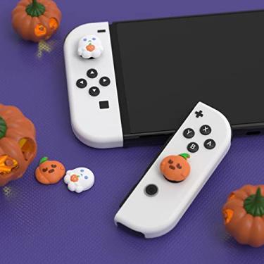 Imagem de For Nintendo Switch & Switch OLED & Switch Lite Thumb Grip Caps, Halloween, Chubby Bear & Spooky Ghost with Pumpkin