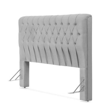 Imagem de Cabeceira Cama Casal Estofada 1,40 Cm - Inca Veludo Cinza Claro