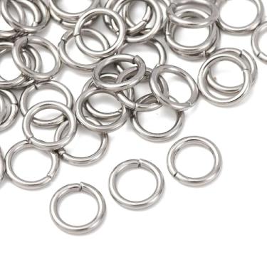Imagem de 50 anéis abertos de aço inoxidável, 8 x 1,2 mm, argola dividida, círculo, conector para fazer joias, colares, pulseiras, brincos, chaveiro, acessórios de artesanato DIY