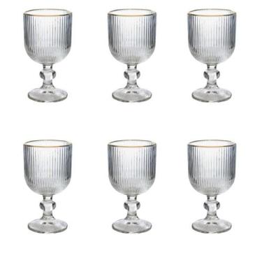 Imagem de Jogo De Taça De Vidro Lotus Clear Gold 270 ml 6 Peças - Wincy Casa