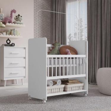 Imagem de Berço Lótus com Grade Móvel MB1 - Doce Sonho Móveis, Branco