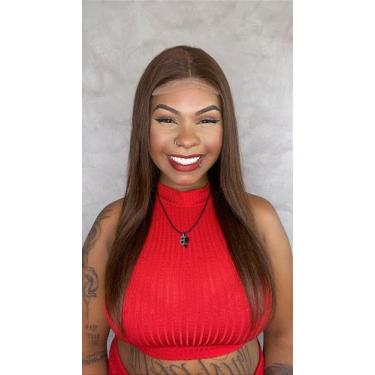 Imagem de Peruca de Cabelo Humano com Fake Scalp Lisa e Couro Cabeludo - 40 cm -