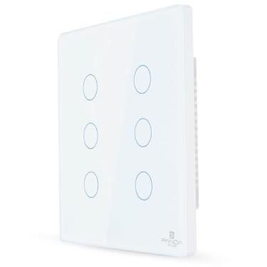 Imagem de Interruptor Inteligente Touch 1,2,3 e 6 Botões Teclas 4x2 e 4x4 Alexa Google Wifi App Tuya Pandaplus Controle de Voz Automação Bivolt (Branco 6 Botões)