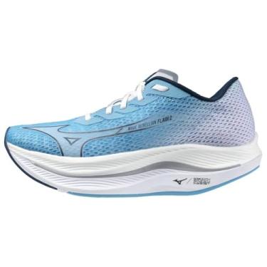 Imagem de Mizuno Wave Rebellion Flash 2 feminino, Azul rio, azul, asa azul-petróleo, branco, 36