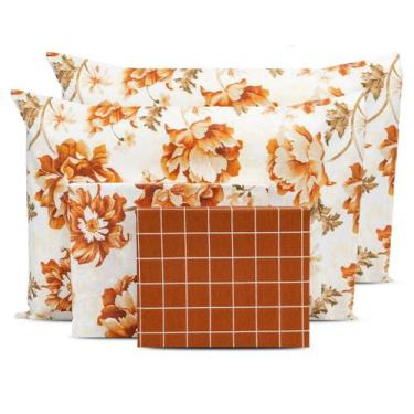 Imagem de Lençol Super King 6 pçs Percal 180 Fios Estampado 2025 - Bem Me Quer E