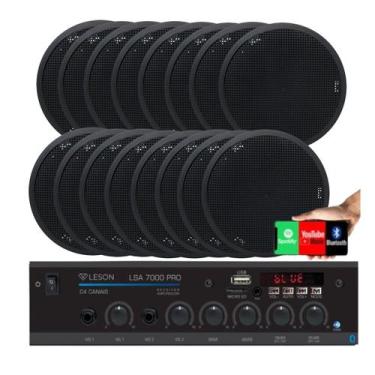 Imagem de Kit Som Ambiente 4 Canal 500watts +16 Caixas Para Teto/gesso Preto - L
