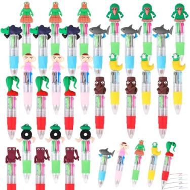 Imagem de 30 mini canetas multicoloridas em uma caneta fofa 4 em 1 para crianças, canetas esferográficas para aniversários e festas infantis, presentes divertidos, canetas kawaii de tinta sortidas (Brainrot)