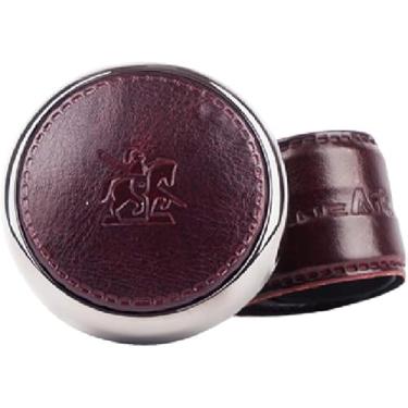 Imagem de KOREAC _ Maçaneta de couro - Giratório de alça de veículo - Ajuste antiderrapante universal _ Puxador de volante de luxo de alta qualidade (marrom escuro)