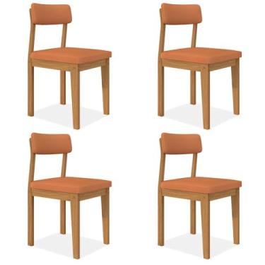 Imagem de Conjunto Com 4 Cadeiras Estofadas Utah Cinamomo/s.terracota - M.a Cinamomo/suede Terracota