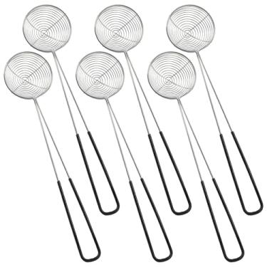 Imagem de BokWin 6 colheres de coador de panela quente de aço inoxidável, mini concha de escumadeira de aranha de 6 cm com alça, concha ranhurada com malha de arame para pérolas Boba, macarrão, tortellini