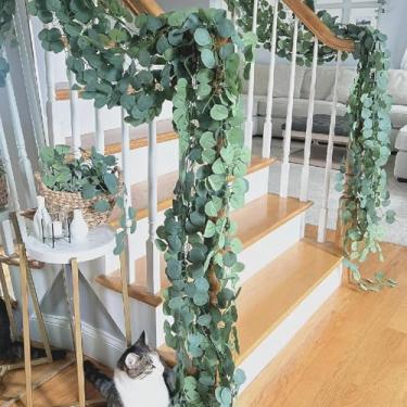 Imagem de 2,2 m, planta artificial, folhas de eucalipto, videiras, mesa, guirlanda, planta falsa, faça você mesmo, decoração de quarto de festa de casamento (5 peças)